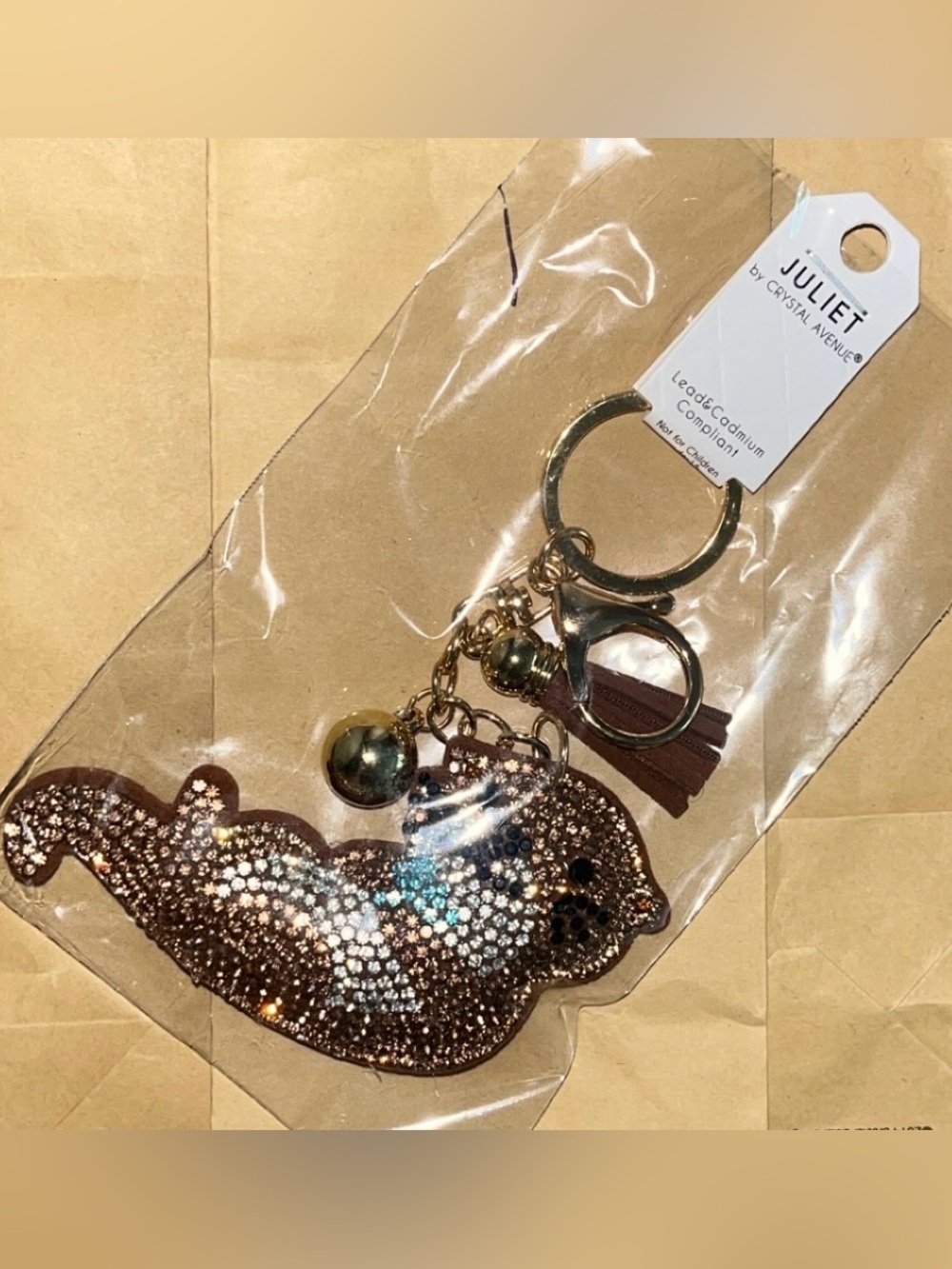 Brown OtterRhinestone Seal Keychain